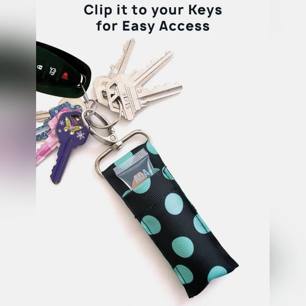 Lip Gloss/ Lip Balm Holder Keychain In Rainbow Print BNIB